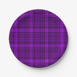 Very beautiful bright checkered pattern of purple  paper plate