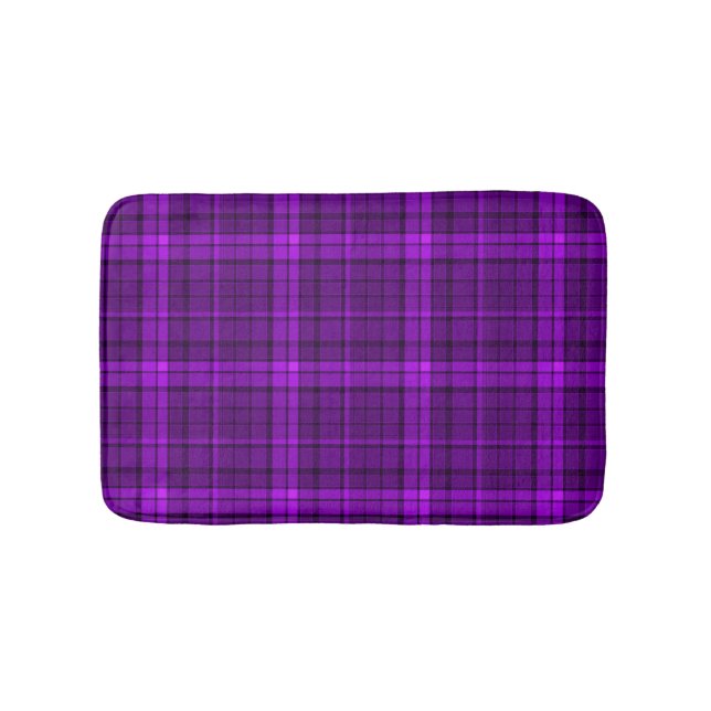 Very beautiful bright chequered pattern of purple  bath mat (Front)