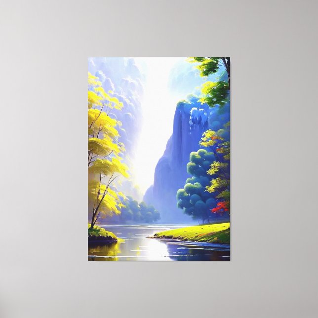 Very Beautiful Serene Nature Landscape Painting Canvas Print (Front)