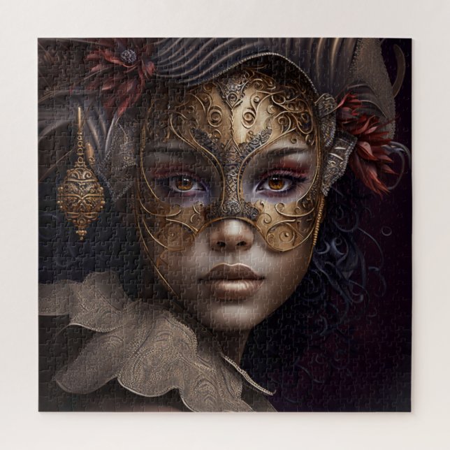 Very beautiful woman portrait with a Venetian mask Jigsaw Puzzle (Vertical)