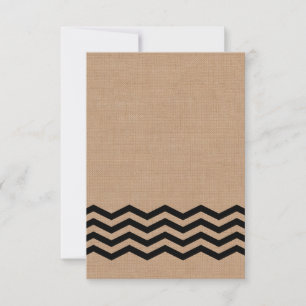 Very Black Chevrons on Burlap RSVP