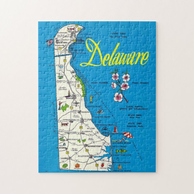 Very Blue Delaware Map  Jigsaw Puzzle (Vertical)