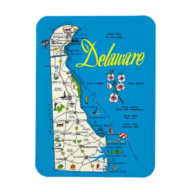 Very Blue Delaware Map Magnet (Vertical)