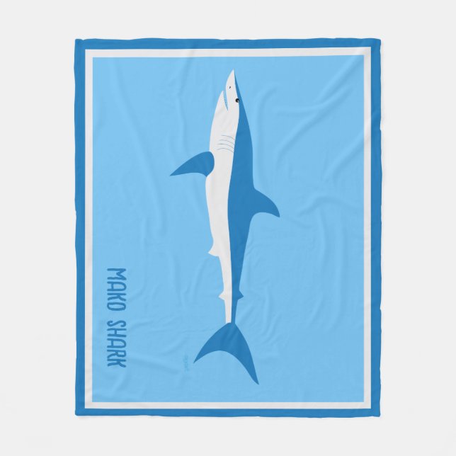 Very Blue Mako Shark Fleece Blanket (Front)