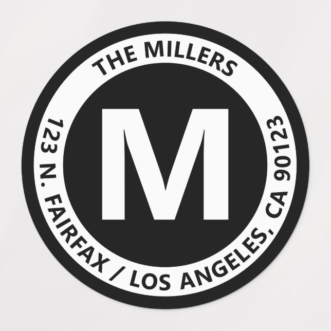 Very Bold Modern Black & White Monogram & Text (Design 3)