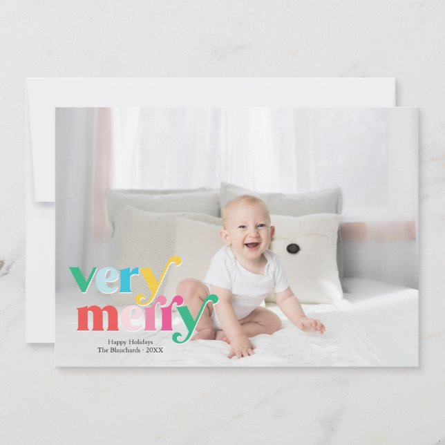 Very Brightly Merry Holiday Photo Card (Front)