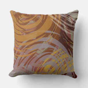 Very Brown Tan SPIRAL DESIGN Retro Throw Pillow