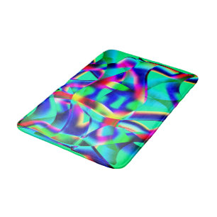 Very colorful curved shapes, green prevails over.. bath mat