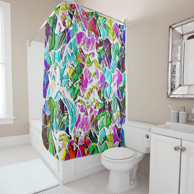 Very coloured abstract shapes floating in milk ste (In Situ)