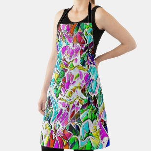 Very coloured abstract shapes floating in milk ste apron