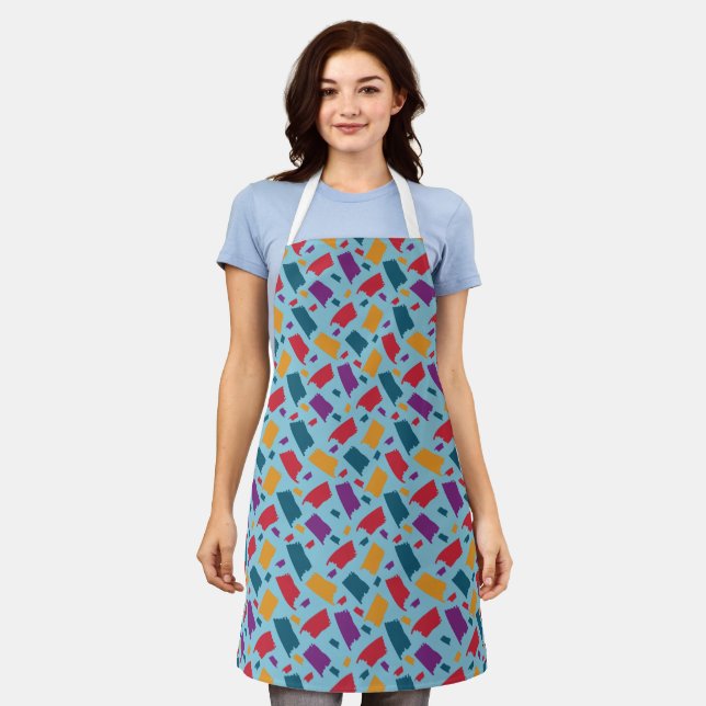 Very Colourful Abstract Pattern Apron (Worn)