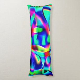 Very colourful curved shapes, green prevails over. body pillow