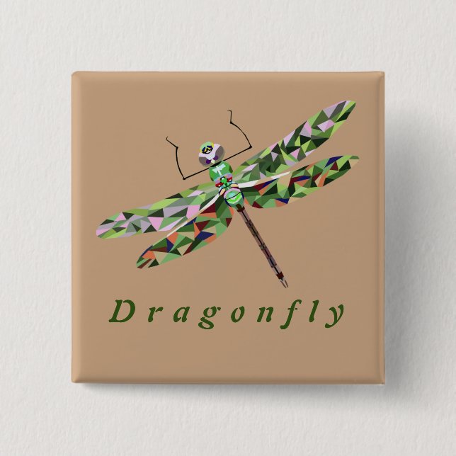 Very Colourful Dragonfly Pin Button (Front)