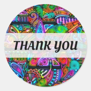 Very colourfully abstract forms art 10 classic round sticker