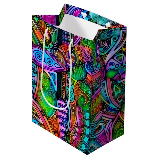 Very colourfully abstract forms art 10 medium gift bag (Front Angled)