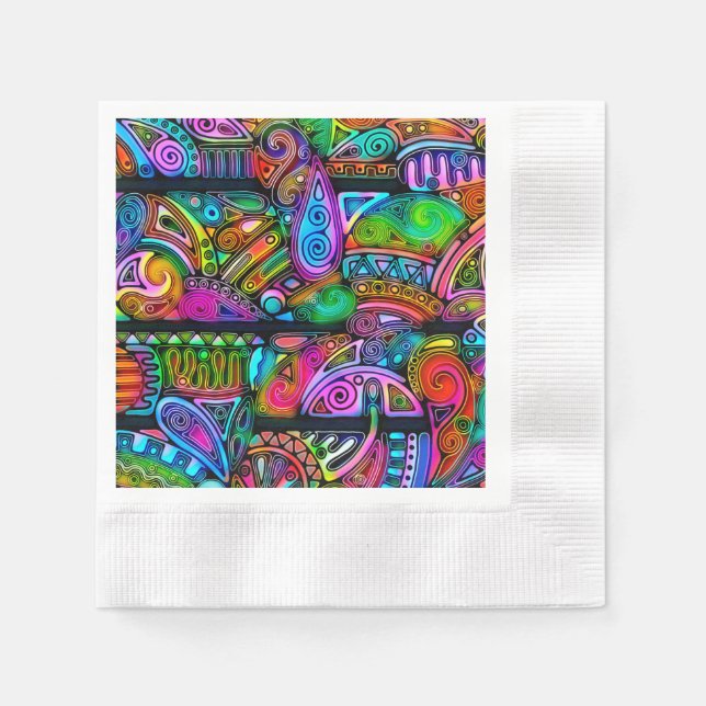 Very colourfully abstract forms art 10 napkin (Front)