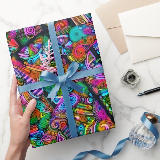 Very colourfully abstract forms art 10 wrapping paper (Gifting)