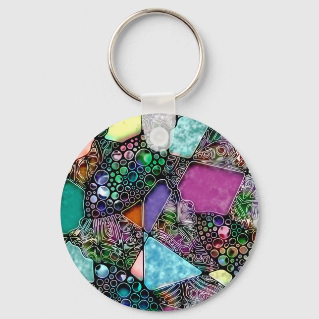 Very colourfully abstract forms art 11 keychain (Front)