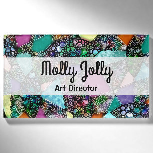 Very colourfully abstract forms art 11 name tag