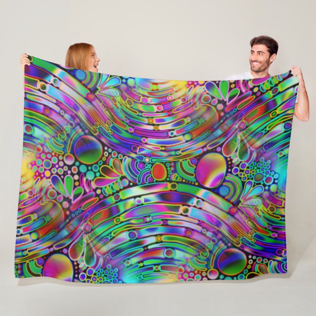 Very colourfully abstract forms art 1 fleece blanket (In Situ)