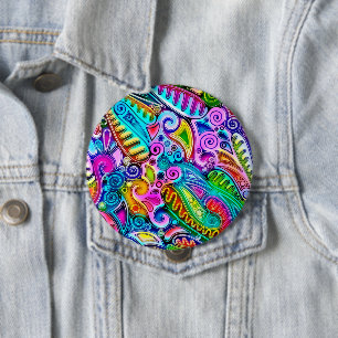 Very colourfully abstract forms art 9 4 inch round button