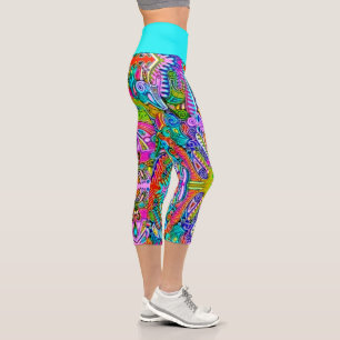 Very colourfully abstract forms art 9 capri leggings