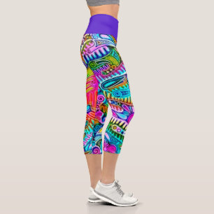 Very colourfully abstract forms art 9 capri leggings