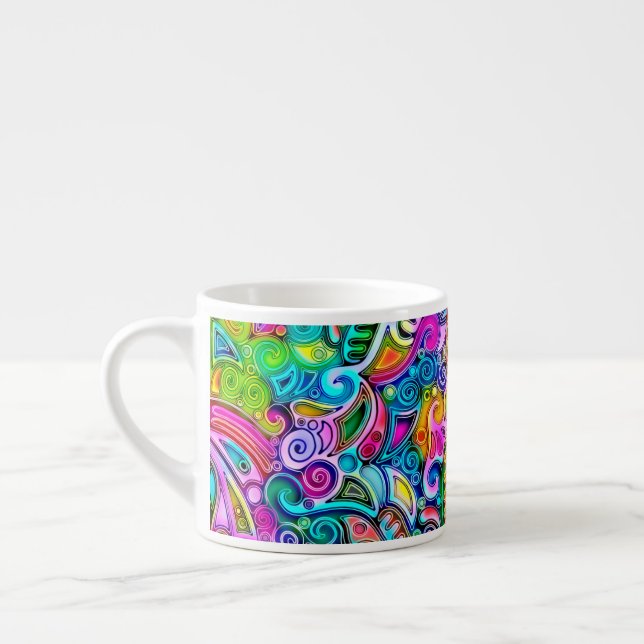 Very colourfully abstract forms art 9 espresso cup (Left)