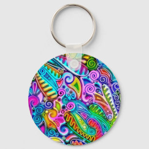 Very colourfully abstract forms art 9 keychain