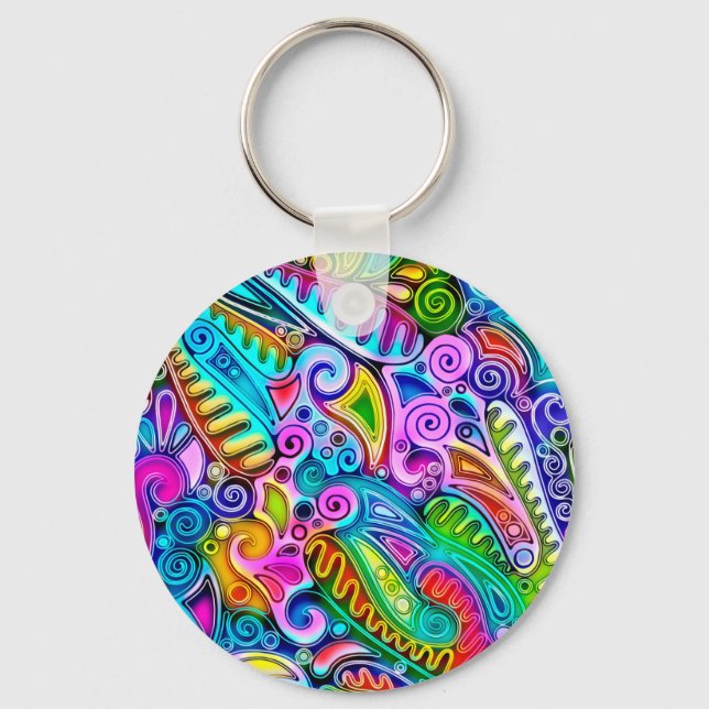 Very colourfully abstract forms art 9 keychain (Front)