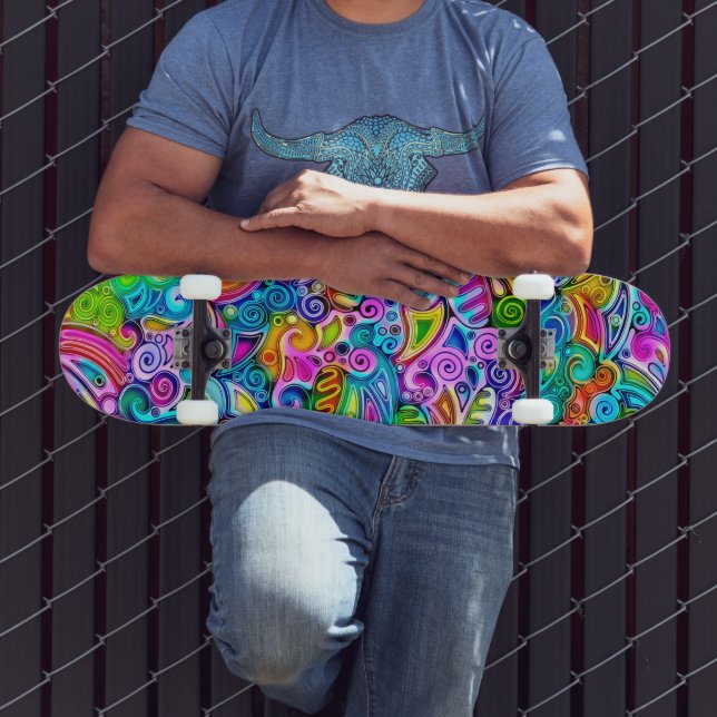 Very colourfully abstract forms art 9 skateboard (Outdoor 3)
