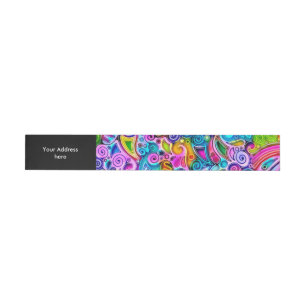 Very colourfully abstract forms art 9 wraparound address label