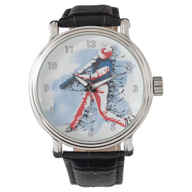 Very Cool and Colourful Baseball Player Swinging Watch (Front)