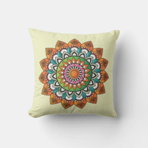 Very Cool and Colourful Mandala Pattern Throw Pillow
