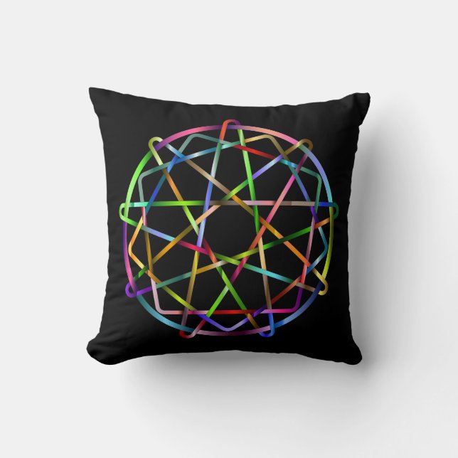 Very Cool and Colourful Mandala Throw Pillow (Front)