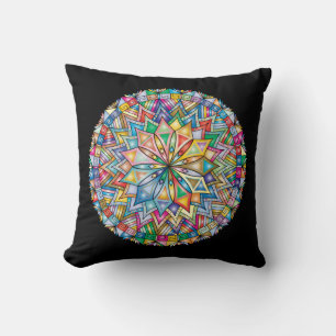 Very Cool and Colourful Mandala Throw Pillow