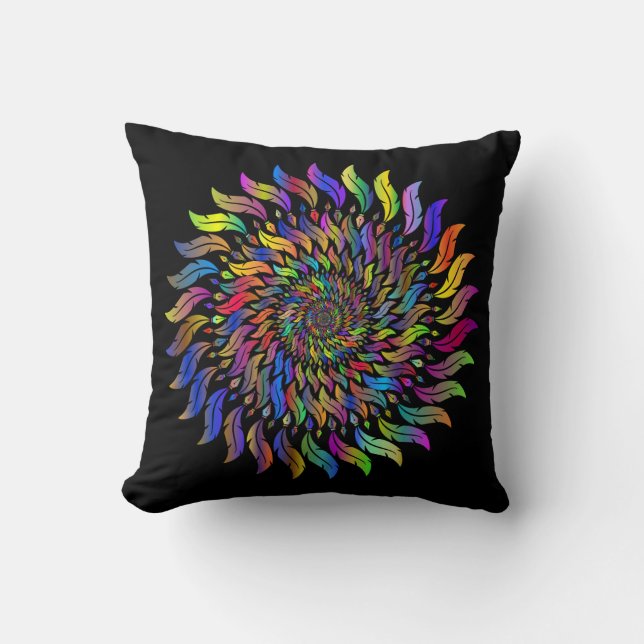 Very Cool and Colourful Mandala Throw Pillow (Front)