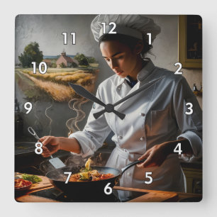 Very Cool and Colourful Perfect Chef Square Wall Clock