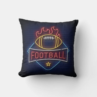 Very Cool and Colourful Simulated Neon Football Throw Pillow