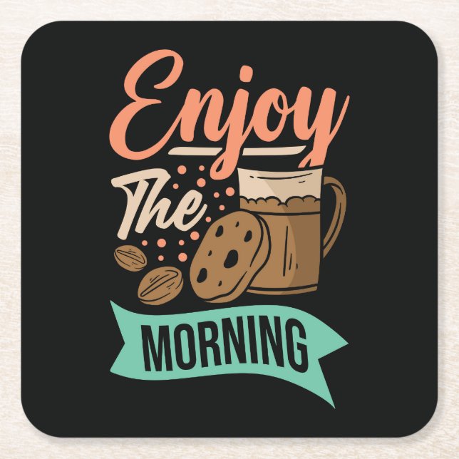 Very Cool and Cute Coffee or Java Square Paper Coaster (Front)