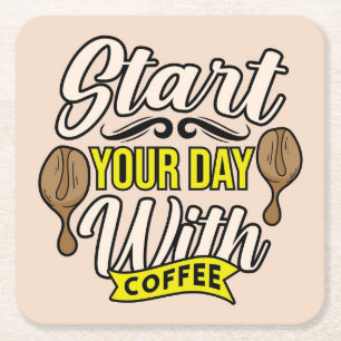 Very Cool and Cute Coffee or Java Square Paper Coaster