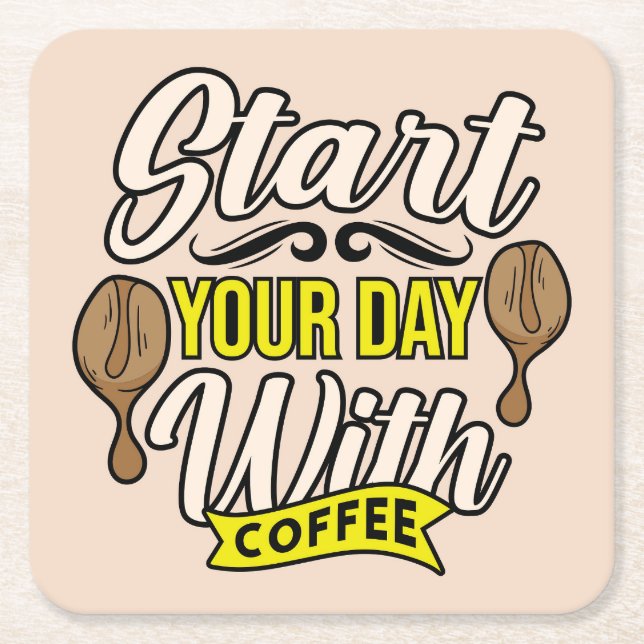 Very Cool and Cute Coffee or Java Square Paper Coaster (Front)