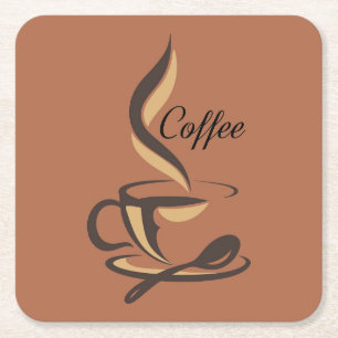 Very Cool and Cute Coffee or Java Square Paper Coaster