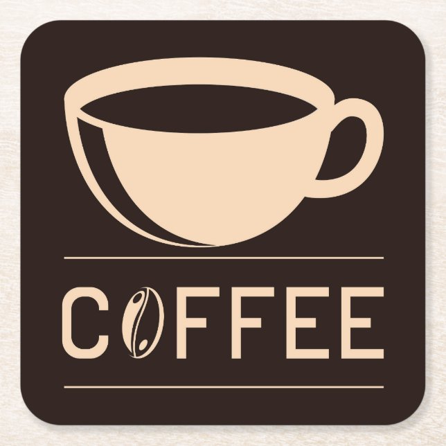 Very Cool and Cute Coffee or Java Square Paper Coaster (Front)