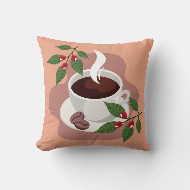 Very Cool and Cute Coffee or Java Throw Pillow (Front)