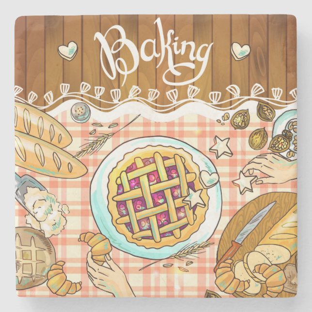 Very Cool Baking Pie Stone Coaster (Front)