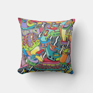 Very Cool & Colorful Graffiti Street Art Throw Pillow