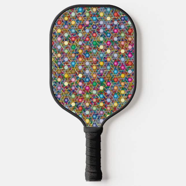 Very Cool Colourful Circular Pattern Pickleball Paddle (Front)