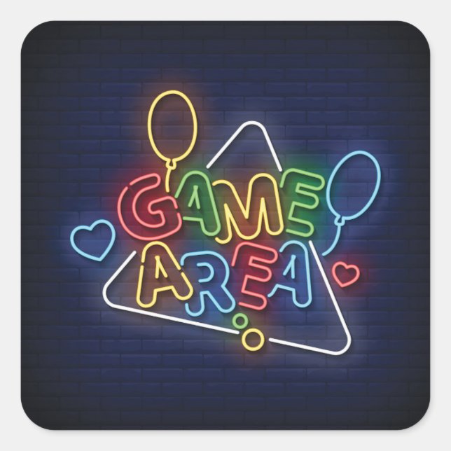 Very Cool & Colourful Simulated Neon Sign Game Are Square Sticker (Front)