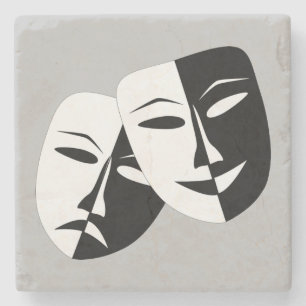 Very Cool Comedy and Tragedy Theater Masks Stone Coaster